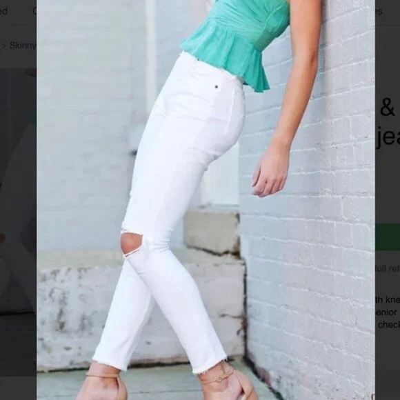 Abercrombie & Fitch High-Rise Super Skinny Distressed Jeans in White, Size 6s - Picture 7 of 11